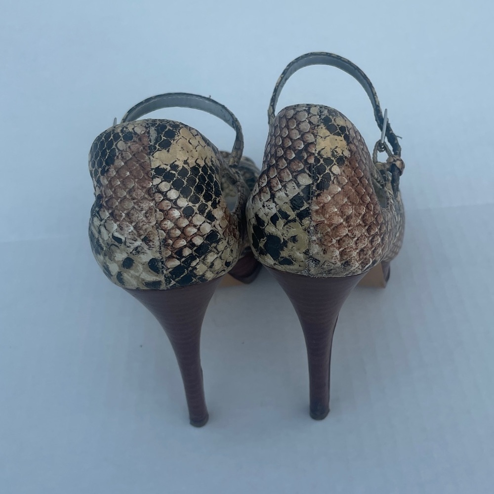 GUESS Faux Snake Skin Open Toe High Heels size 7.5 - Picture 6 of 14